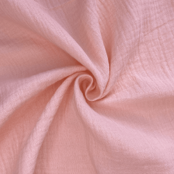 Ткань Муслин Жатый, цвет Нежно-Розовый (на отрез)  в Люберцах